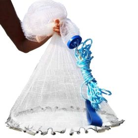Cast Net Bait Trap Easy Throw Heavy Duty Hand Cast Net w/ Chain Sinker Bottom Spread, 6ft or 8ft Diameter (Option: 6FT)