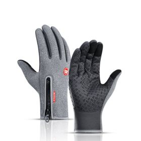 Winter Gloves: Touch Screen Tip, Motorcycle & Sno-Machine Riding, Sledding, Waterproof Sports Gloves With Fleece (Option: Grey-S)