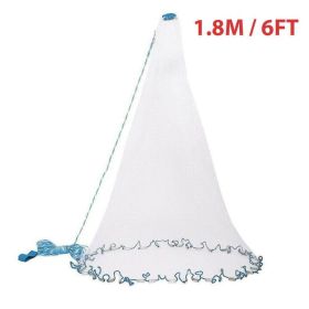 Fishing Cast Net Bait Easy Throw Hand Cast Strong Nylon Mesh USA, Diameters 6 ft, 8, 10, 12, or 16 Ft. (Option: 6FT)