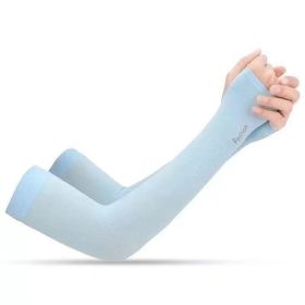 Unisex Cooling Ice Silk Sun Sleeves - UV Protection Thin Arm Guards For Outdoor Cycling, Breathable & Quick-Dry, One Size Fits Most, Elegant Gift (Option: Blue)