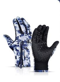 Winter Gloves: Touch Screen Tip, Motorcycle & Sno-Machine Riding, Sledding, Waterproof Sports Gloves With Fleece (Option: A Blue-S)