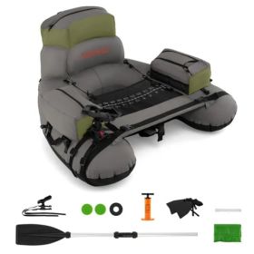 Inflatable Fishing Float Tube 350lb Capacity - 2 Air Chambers, Rod Holder, Fish Ruler, Accessories (Green+Gray) (Option: Defaulttitle)