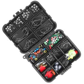188Pcs Fishing Accessory Tackle Kit Set Including Jig Hooks Sinker Weights Spoon Lure Removable Split Shot w/ Tackle Box (Option: 1Set Black)