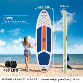 Inflatable Stand Up Paddle Board 10 Ft 5 In w/ Premium SUP Paddle Board Accessories, Wide Stable Design, Non-Slip Comfort Deck Youth & Adult (Option: Blue orange)