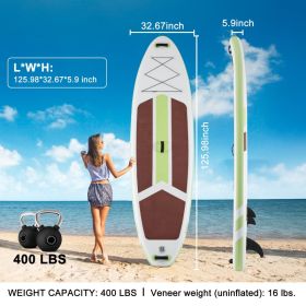 Inflatable Stand Up Paddle Board 10 Ft 5 In w/ Premium SUP Paddle Board Accessories, Wide Stable Design, Non-Slip Comfort Deck Youth & Adult (Option: Brown green)