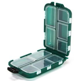 Palm-Sized Tackle/Lure Box, Flyfishing Type: Approx. 4"x2.5"x1.2", 10 Compartments, Black or Green (Color: Green)