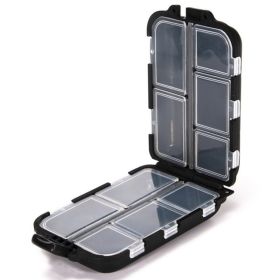 Palm-Sized Tackle/Lure Box, Flyfishing Type: Approx. 4"x2.5"x1.2", 10 Compartments, Black or Green (Color: Black Color)