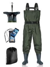 Fishing Waders Chest Waterproof Light Weight Nylon Bootfoot BELLE DURA Waders for Men Women with Boots (Color: Army Green, size: Men 11 / Women 13)