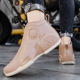 Motorcycle Rain Boots Men's Summer Youth Outdoor Non-slip Wading Shoes Fashion Low Top Flat Work Shoes Rubber Shoes (Option: Khaki-41)